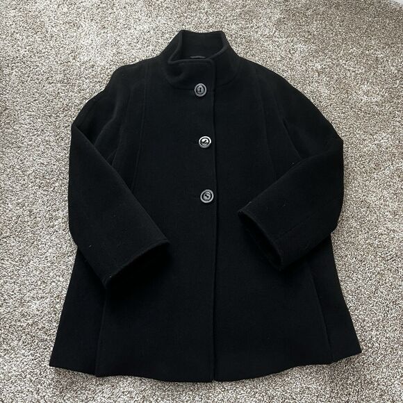 CINZIA ROCCA Women’s Wool Coat Black Size 6 High Collar - Picture 4 of 11